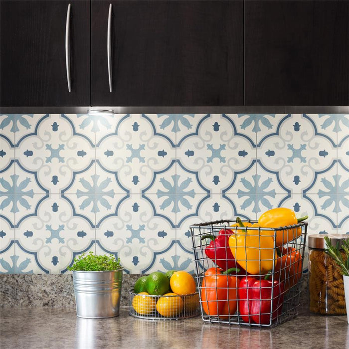 SomerTile - Monteca 10" x 10" Porcelain Tile - Blue wall installation