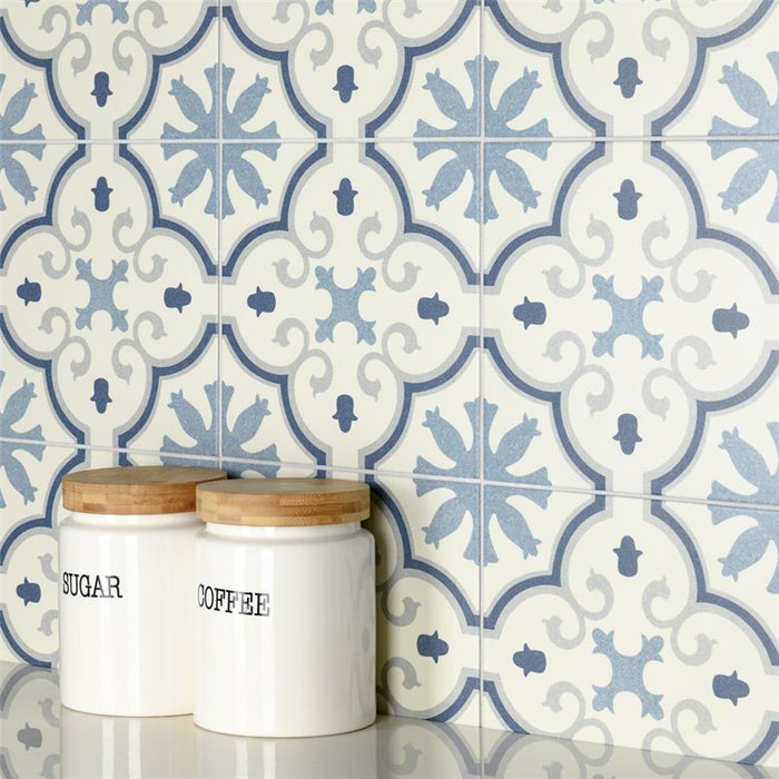 SomerTile - Monteca 10" x 10" Porcelain Tile - Blue wall installation