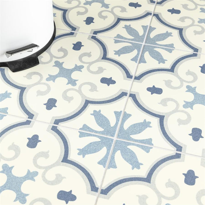 SomerTile - Monteca 10" x 10" Porcelain Tile - Blue floor installation
