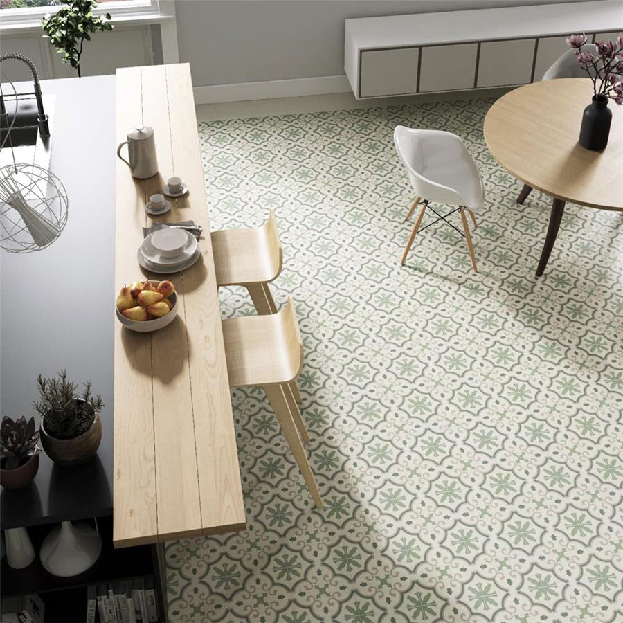 SomerTile - Monteca 10&quot; x 10&quot; Porcelain Tile - Green floor installation