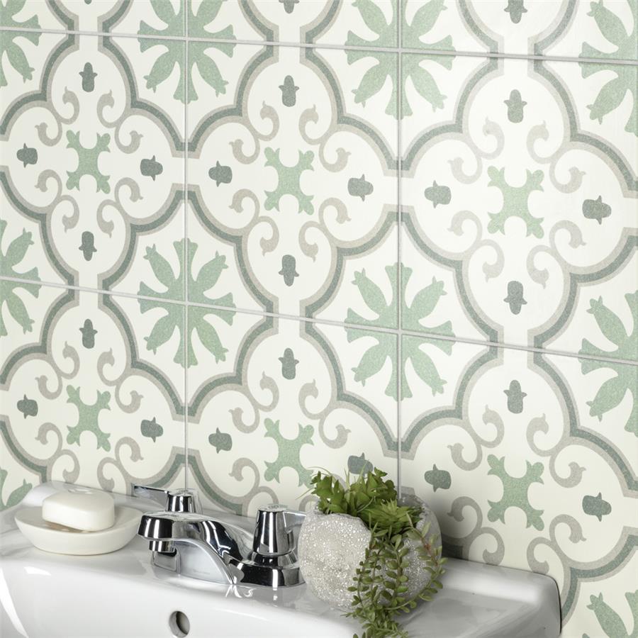 SomerTile - Monteca 10&quot; x 10&quot; Porcelain Tile - Green wall installation