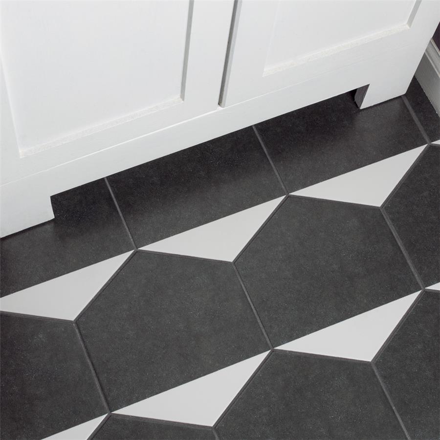 SomerTile - Peak 9&quot; x 10&quot; Porcelain Hex Tile - Blanco floor installation