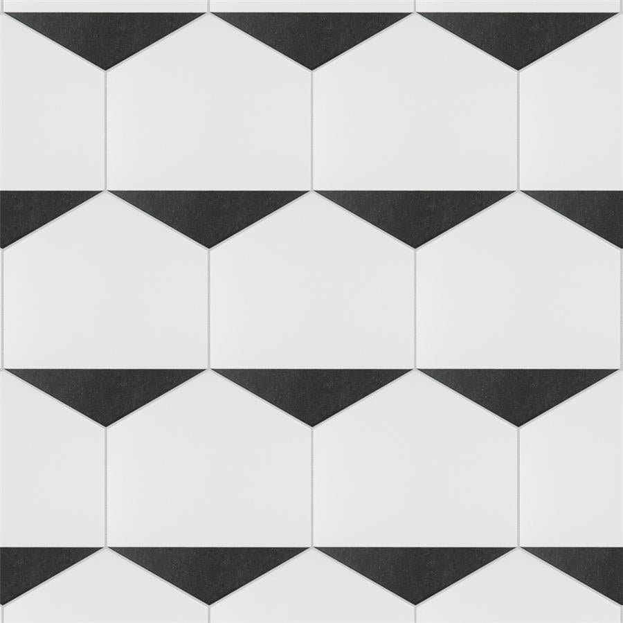 SomerTile - Peak 9&quot; x 10&quot; Porcelain Hex Tile - Nero