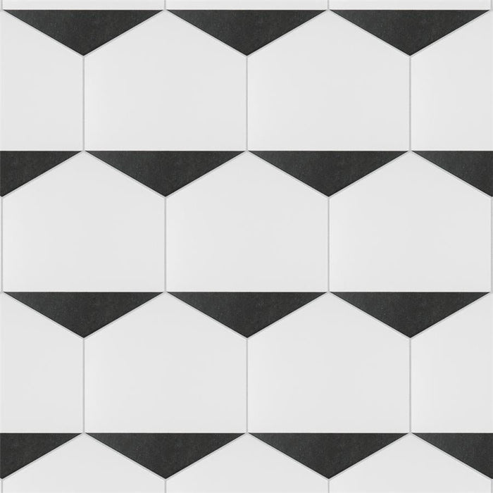 SomerTile - Peak 9" x 10" Porcelain Hex Tile - Nero