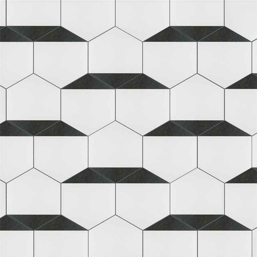 SomerTile - Peak 9&quot; x 10&quot; Porcelain Hex Tile - Nero