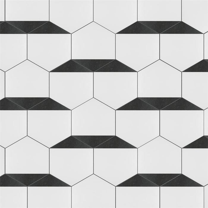SomerTile - Peak 9" x 10" Porcelain Hex Tile - Nero
