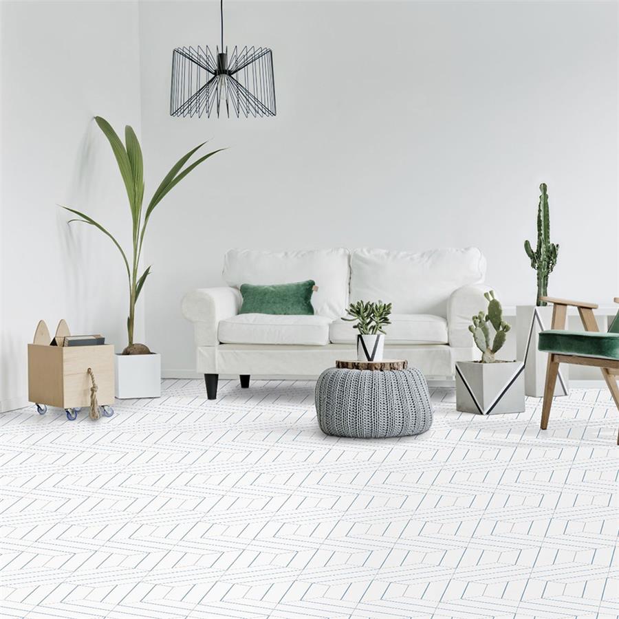 SomerTile - Porto Savona 9&quot; x 10&quot; Porcelain Hex Tile - Aqua floor installation