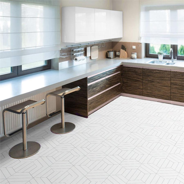 SomerTile - Porto Savona 9" x 10" Porcelain Hex Tile - Aqua floor installation