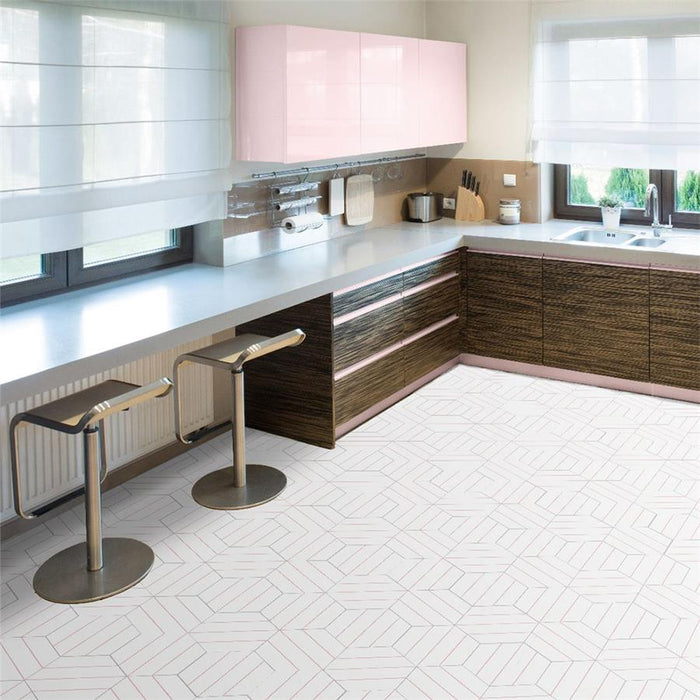 SomerTile - Porto Savona 9" x 10" Porcelain Hex Tile - Rose floor installation