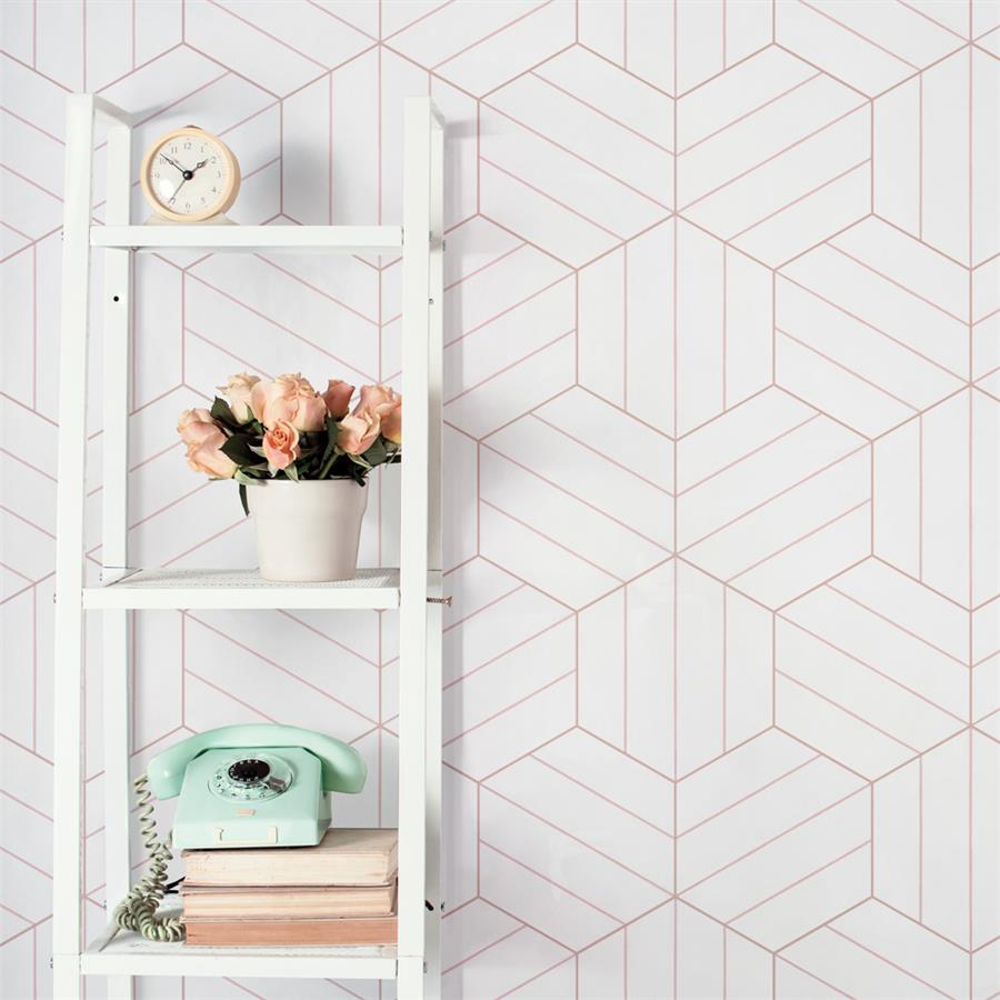 SomerTile - Porto Savona 9&quot; x 10&quot; Porcelain Hex Tile - Rose wall installation