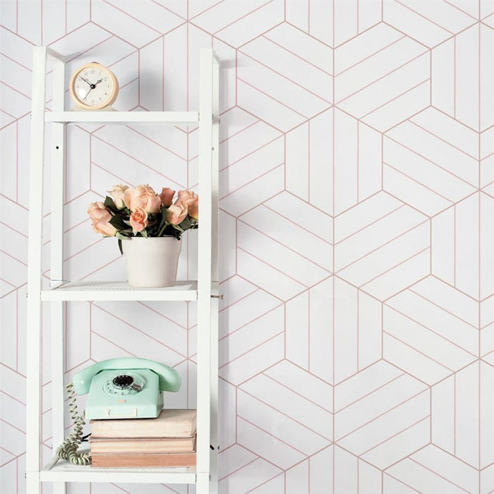 SomerTile - Porto Savona 9" x 10" Porcelain Hex Tile - Rose wall installation