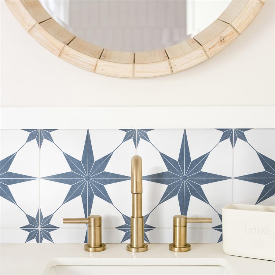 SomerTile - Stella 10&quot; x 10&quot; Porcelain Tile - Azul wall installation