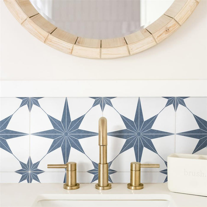 SomerTile - Stella 10" x 10" Porcelain Tile - Azul wall installation