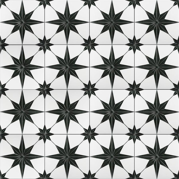 SomerTile - Stella 10" x 10" Porcelain Tile - Luxe Nero Installed