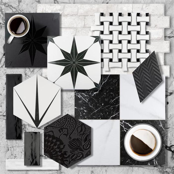 SomerTile - Stella 10" x 10" Porcelain Tile - Luxe Nero Mood Board