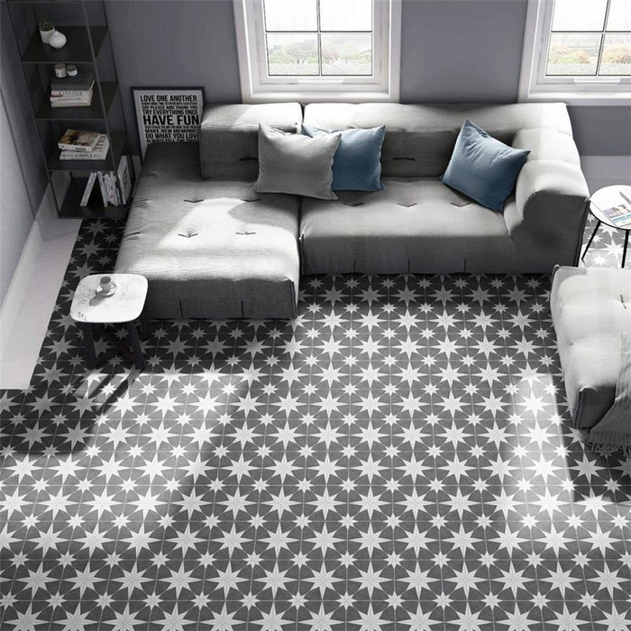 SomerTile - Stella 10" x 10" Porcelain Tile - Night floor installation