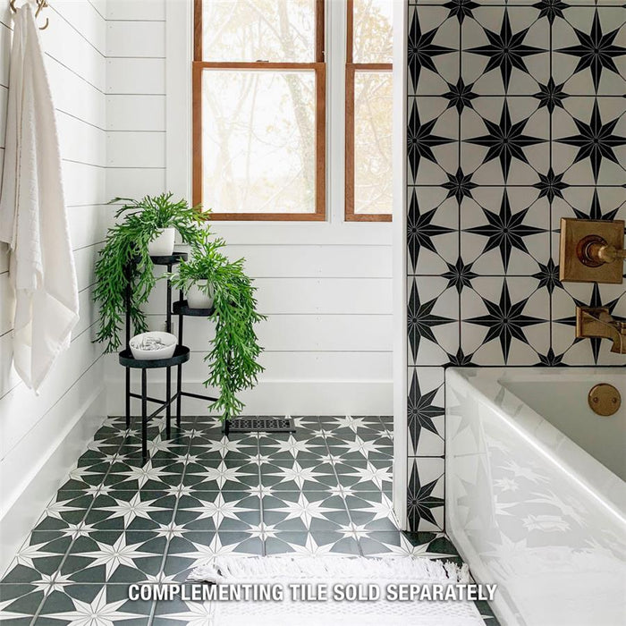 SomerTile - Stella 10" x 10" Porcelain Tile - Night floor installation