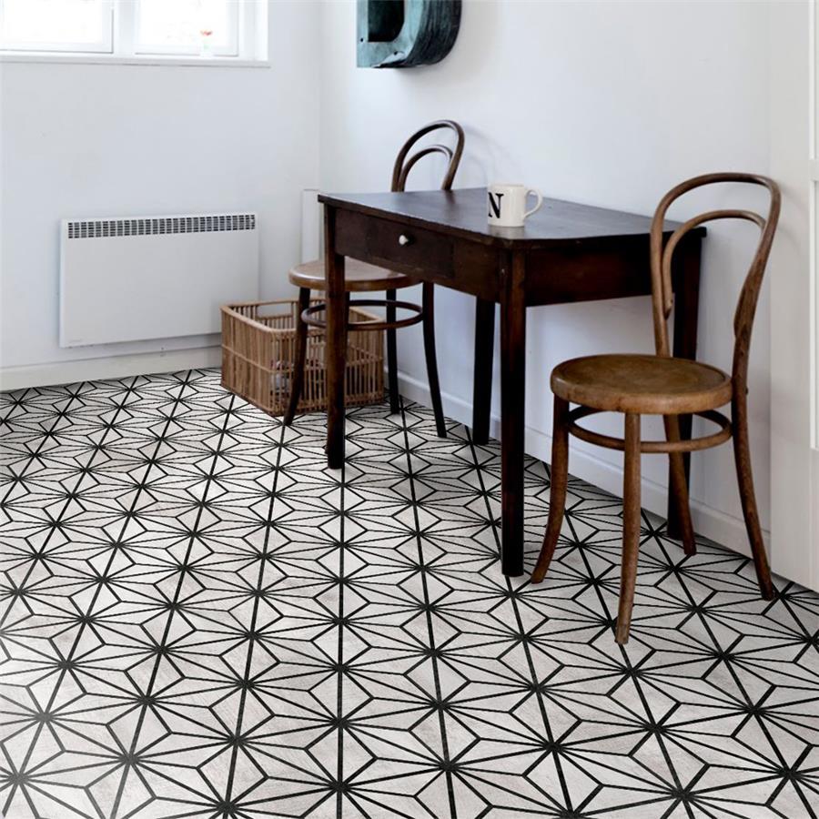 SomerTile - Sawnwood Tribeka 9&quot; x 10&quot; Porcelain Hex Tile - Grey floor installation