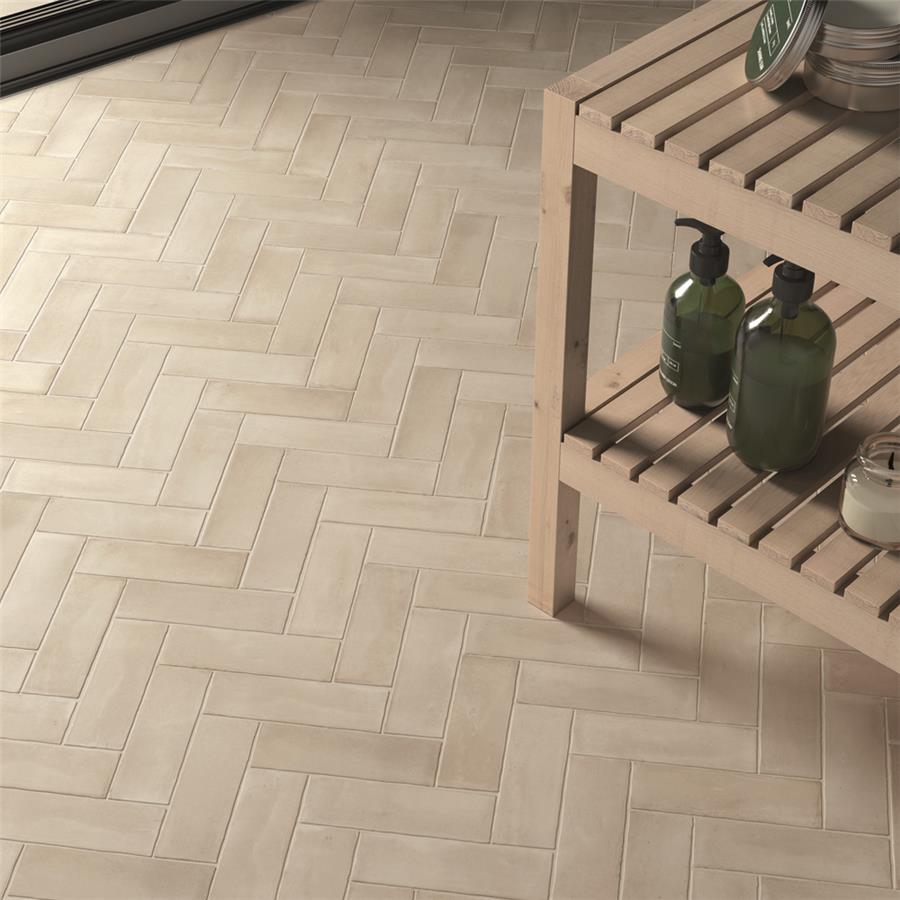 SomerTile - Coco 2 in. x 6 in. Matte Porcelain Tile - Canvas Beige floor installation