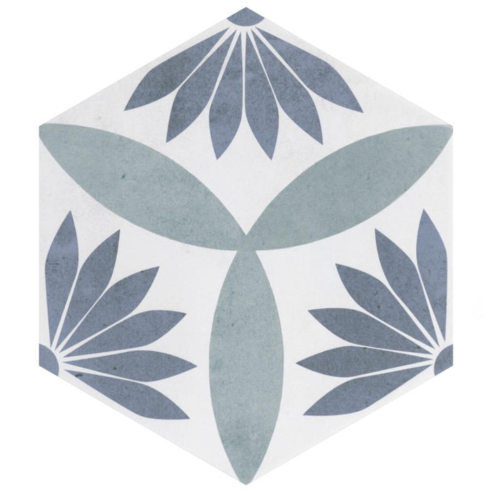 SomerTile - Coco 7 in. x 8 in. Matte Hex Porcelain Tile - Camellia Blue