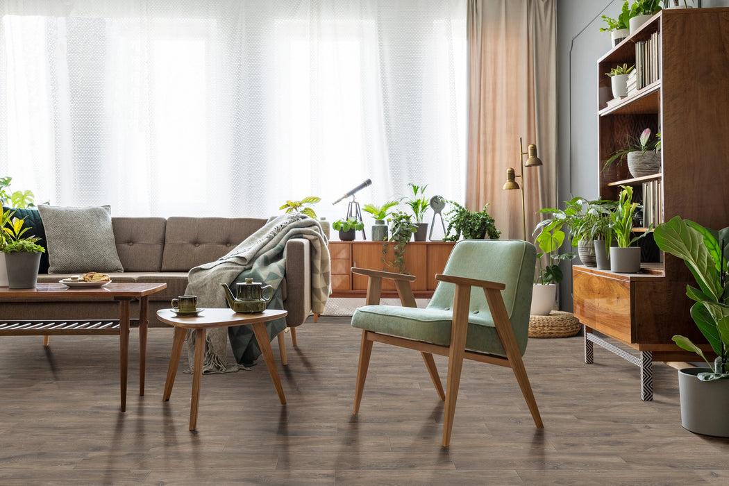 Bedrosians - Titus 2.0 - 6 in. x 36 in. Matte Porcelain Tile - Noce Installed 2