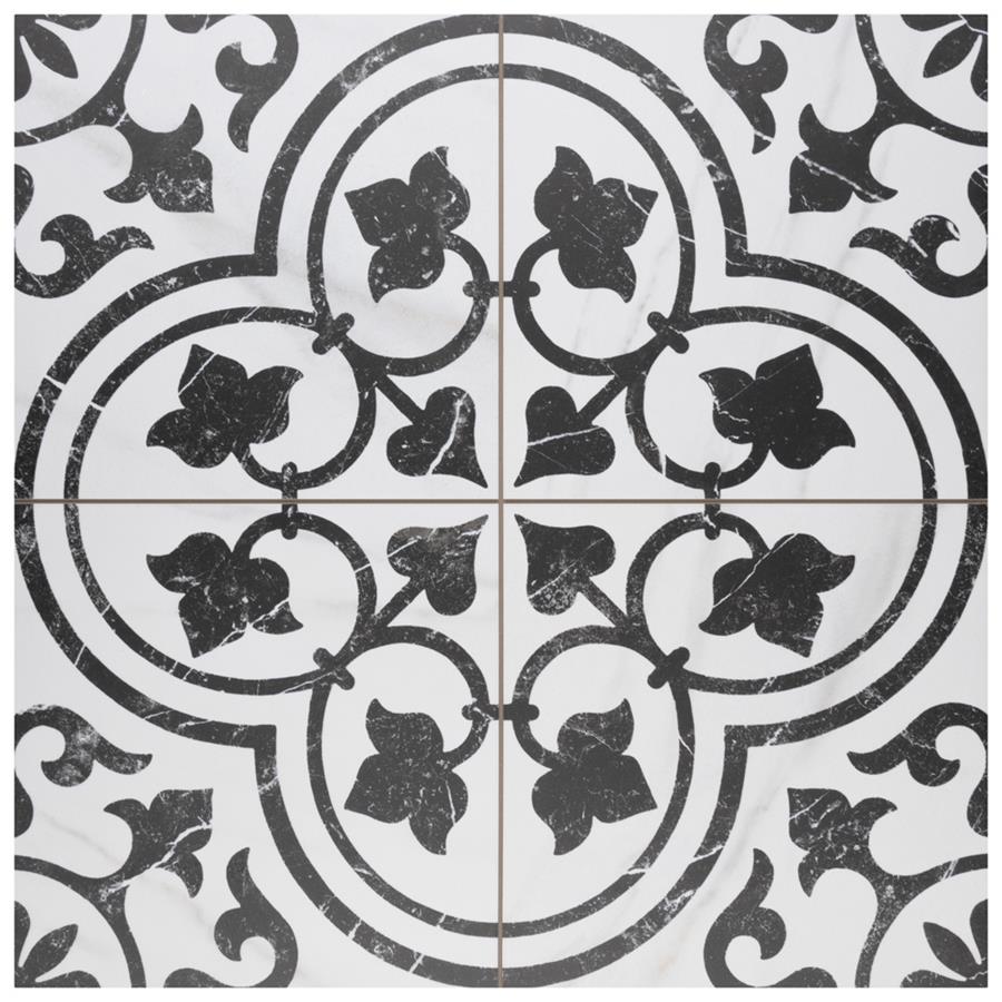 SomerTile - Merzoni 18 in. x 18 in. Porcelain Tile - Ornate Marquina