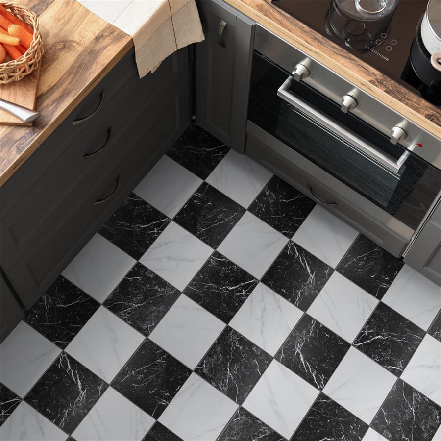 SomerTile - Merzoni 18 in. x 18 in. Porcelain Tile - Checker Ruzzini floor installation