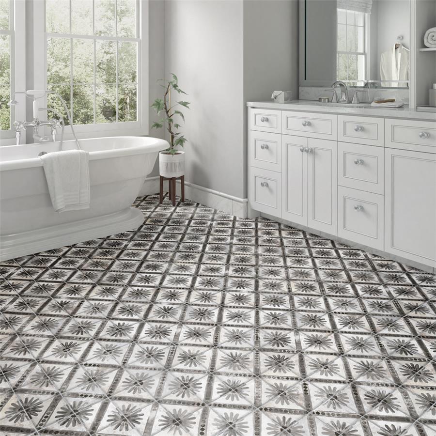 SomerTile - Harmonia 13 in. x 13 in. Ceramic Tile - Marrakech Black floor installation