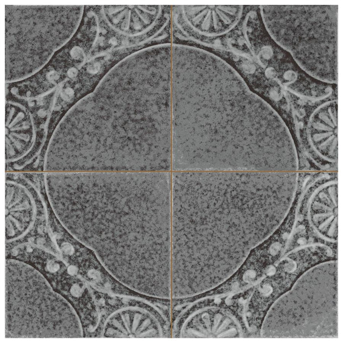 SomerTile - Kings Jaipur 18 in. x 18 in. Textured Ceramic Tile - Black