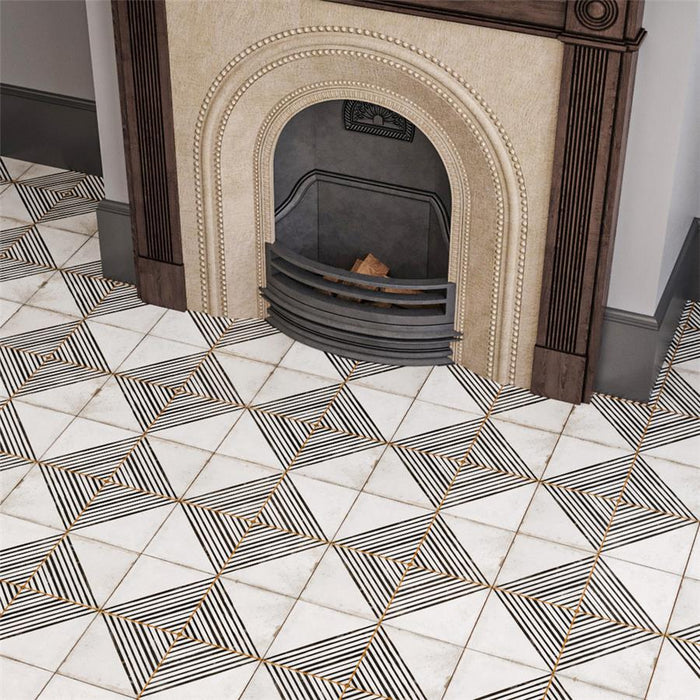 SomerTile - Kings Rombos 18 in. x 18 in. Ceramic Tile - Nero — Floorzz