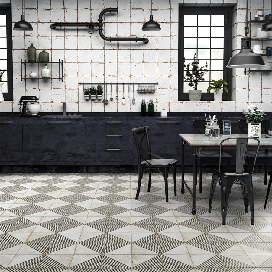 SomerTile - Kings Rombos 18 in. x 18 in. Ceramic Tile - Nero floor installation