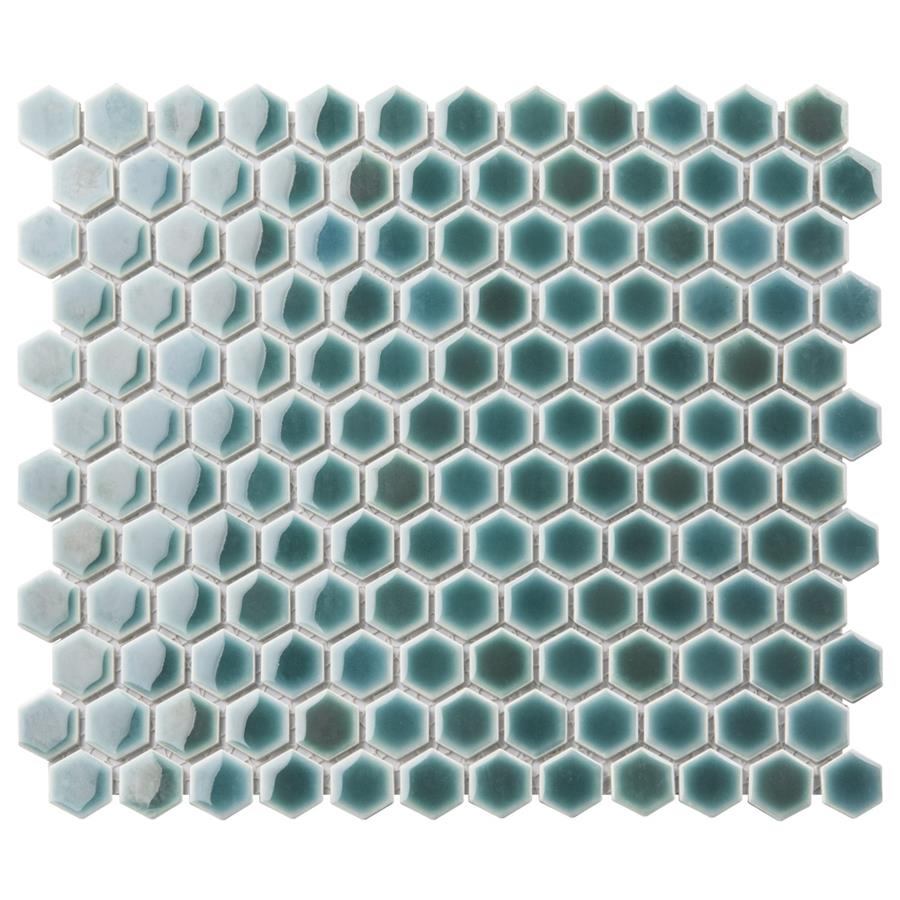 SomerTile - Hudson Due 1&quot; Hex Mosaic - Emerald