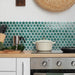 SomerTile - Hudson Due 2" Hex Mosaic - Emerald wall installation