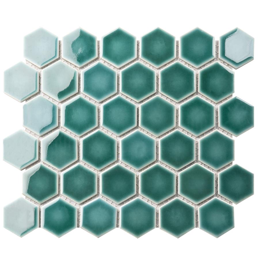 SomerTile - Hudson Due 2&quot; Hex Mosaic - Emerald