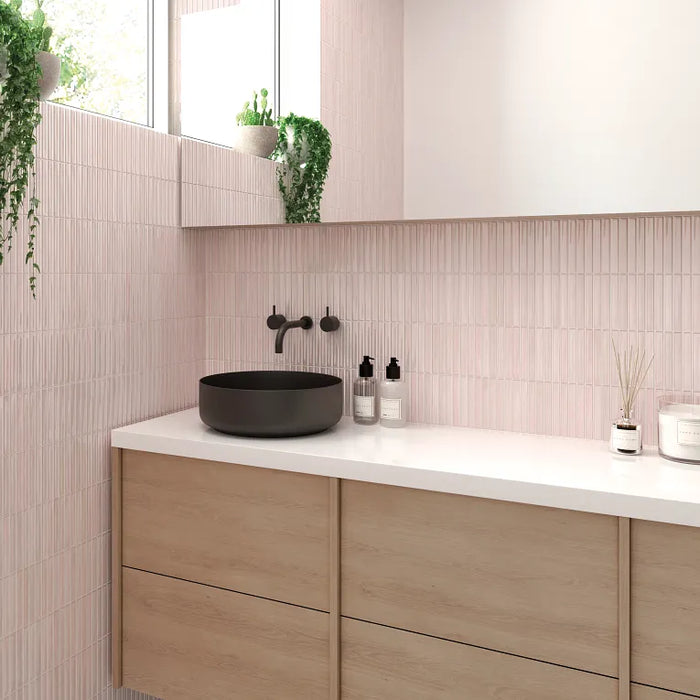 Arizona Tile - Flash Bars 5x10 Glossy Ceramic Mosaic - Blush — Floorzz