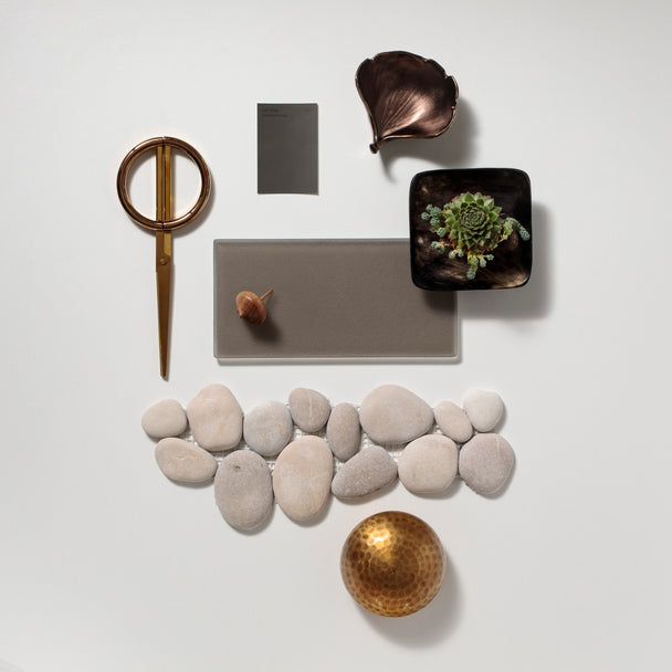 Island Stone - Perfect Pebble - 11 3/4&quot; x 11 3/4&quot; - Pebble Mosaic Tile - French Tan