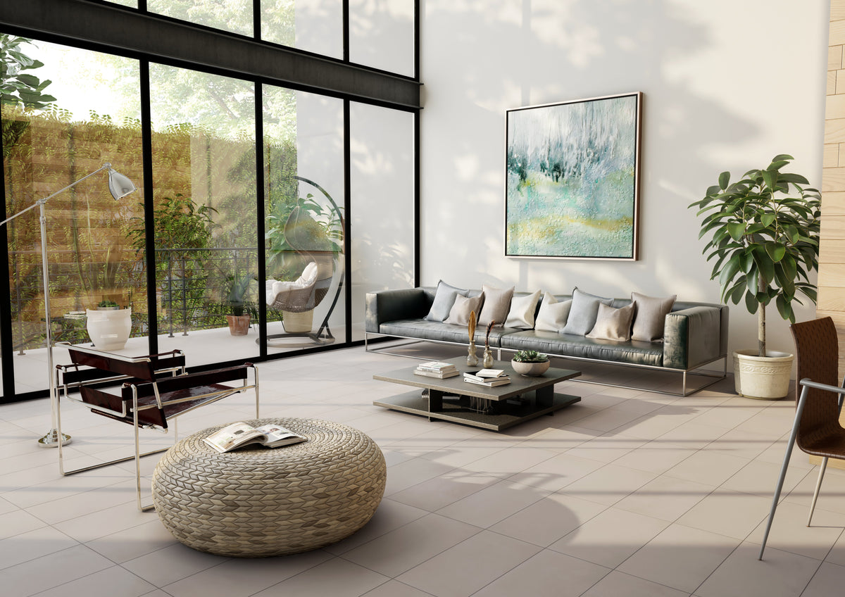 Tesoro - Fusion Fabric Series - 12 in. x 24 in. Matte Porcelain Tile - Sand floor installation