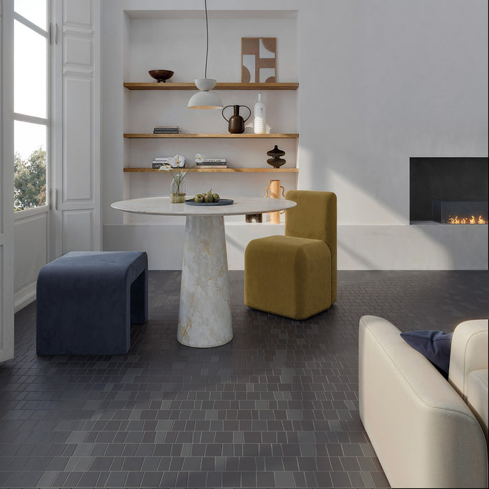 WOW - Trencadis - 3 in. x 11 in. Guell Field Tile - Basalt Installed