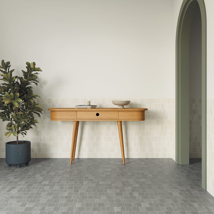 WOW - Trencadis - 3 in. x 11 in. Guell Field Tile - Coal Installed