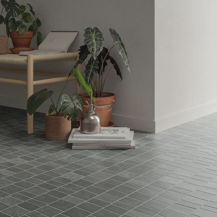 WOW - Trencadis - 3 in. x 11 in. Guell Field Tile - Coal Installed 2