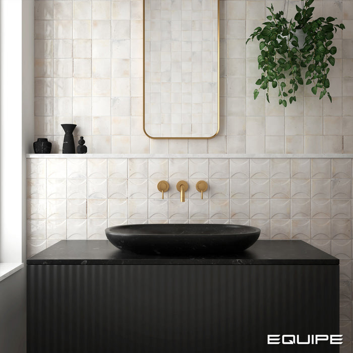 Equipe - Hanoi 4" x 4" Ceramic Tile - Arco White Installed