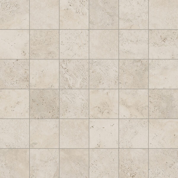 Happy Floors - Navona 2" x 2" Natural Cross Cut Porcelain Mosaic - Bone