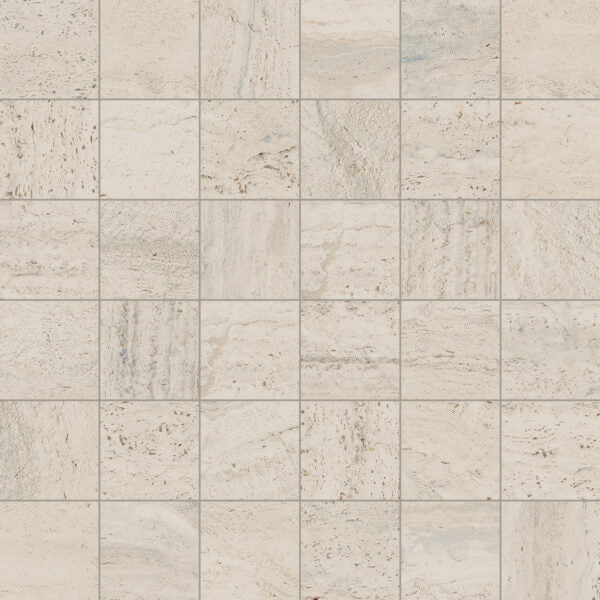 Happy Floors - Navona 2" x 2" Natural Vein Cut Porcelain Mosaic - Bone