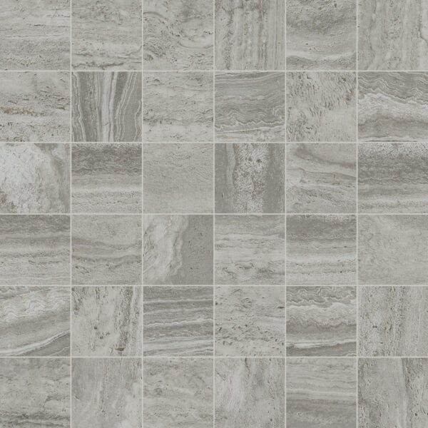 Happy Floors - Navona 2" x 2" Natural Vein Cut Porcelain Mosaic - Grey