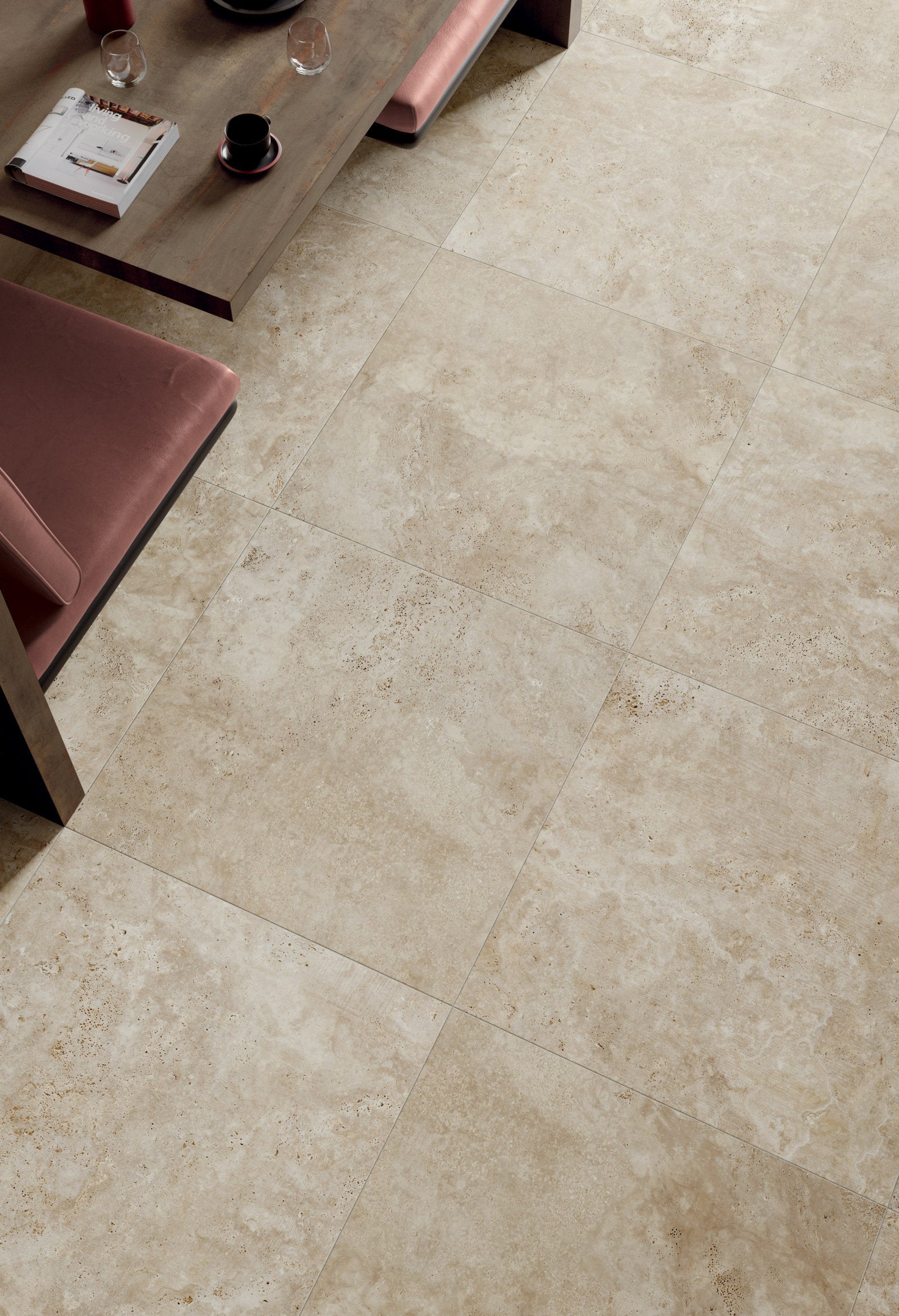 Happy Floors - Navona 24 in. x 24 in. Porcelain Cross Cut Tile - Honey