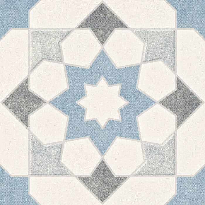 Harmony - Doha Collection - 9 in. x 9 in. - Porcelain Tile - Blue Star