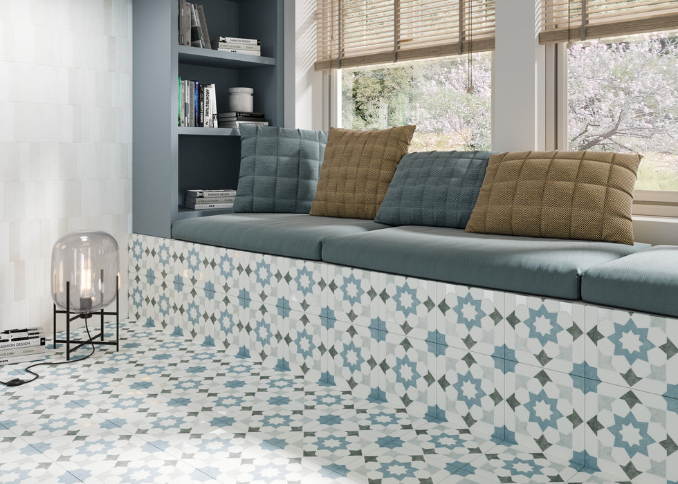Harmony - Doha Collection - 9 in. x 9 in. - Porcelain Tile - Blue Star Installed