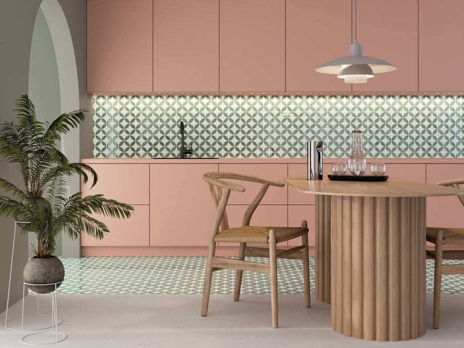 Harmony - Mayari Collection - 9 in. x 9 in. - Porcelain Tile - Green Installed
