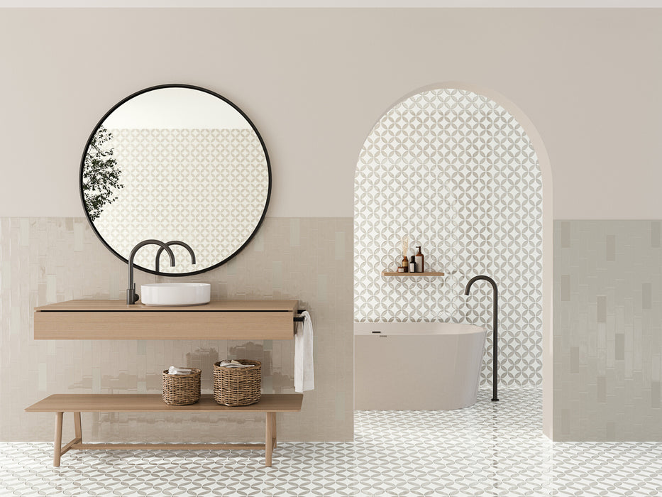 Harmony - Mayari Collection - 9 in. x 9 in. - Porcelain Tile - Taupe Installed