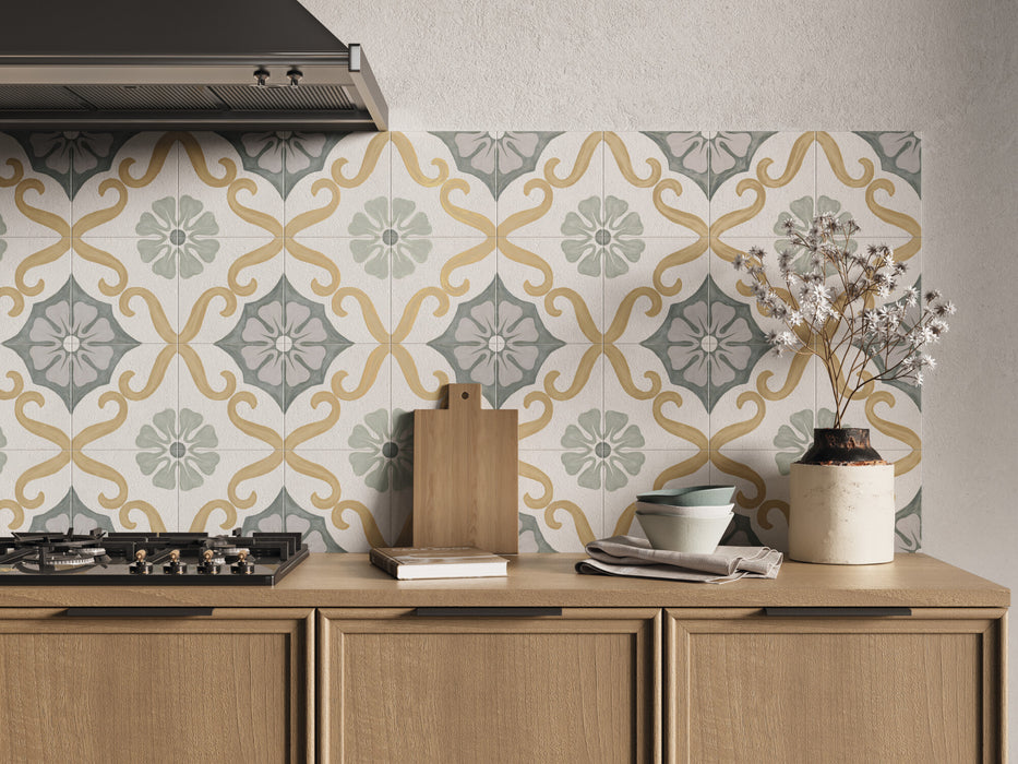 Harmony - Soroa Collection - 9 in. x 9 in. - Porcelain Tile - Acqua Installed
